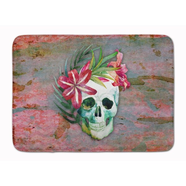 Carolines Treasures Day of the Dead Skull Flowers Machine Washable Memory Foam Mat BB5125RUG - main
